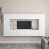 Set Mobili Porta TV 8 pz Bianco in Legno truciolato