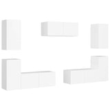 Set Mobili Porta TV 7 pz Bianco in Legno truciolato