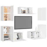 Set Mobili Porta TV 7 pz Bianco in Legno truciolato