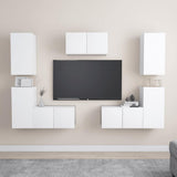 Set Mobili Porta TV 7 pz Bianco in Legno truciolato