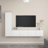 Set Mobili Porta TV 4 pz Bianco in Legno truciolato