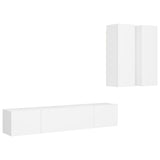 Set Mobili Porta TV 4 pz Bianco in Legno truciolato