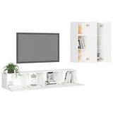 Set Mobili Porta TV 4 pz Bianco in Legno truciolato