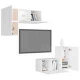 Set Mobili Porta TV 4 pz Bianco in Legno truciolato