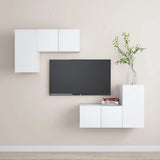 Set Mobili Porta TV 4 pz Bianco in Legno truciolato