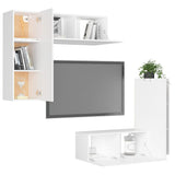 Set Mobili Porta TV 4 pz Bianco in Legno truciolato