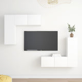 Set Mobili Porta TV 4 pz Bianco in Legno truciolato