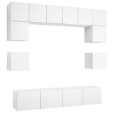 Set Mobili Porta TV 8 pz Bianco in Legno truciolato
