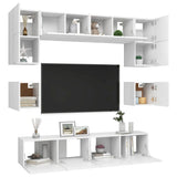 Set Mobili Porta TV 8 pz Bianco in Legno truciolato