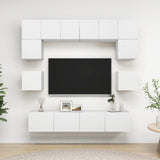 Set Mobili Porta TV 8 pz Bianco in Legno truciolato