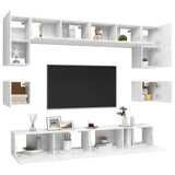 Set Mobili Porta TV 8 pz Bianco in Legno truciolato