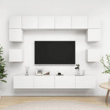 Set Mobili Porta TV 8 pz Bianco in Legno truciolato