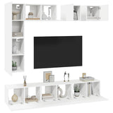 Set Mobili Porta TV 8 pz Bianco in Legno truciolato