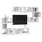 Set Mobili Porta TV 8 pz Bianco in Legno truciolato