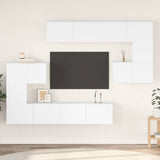 Set Mobili Porta TV 8 pz Bianco in Legno truciolato