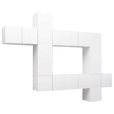 Set Mobili Porta TV 10 pz Bianco in Legno truciolato