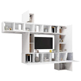 Set Mobili Porta TV 10 pz Bianco in Legno truciolato