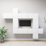 Set Mobili Porta TV 10 pz Bianco in Legno truciolato