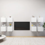 Mobili Porta TV a Parete 8 pz Bianchi 30,5x30x30 cm