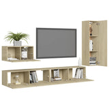 Set di Mobili Porta TV 4 pz Rovere Sonoma in Legno truciolato