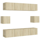 Set di Mobili Porta TV 6 pz Rovere Sonoma in Legno truciolato