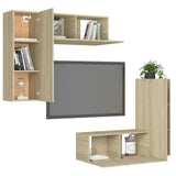 Set di Mobili TV 4 pz Rovere Sonoma in Legno truciolato