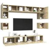 Set di Mobili TV 8 pz Rovere Sonoma in Legno truciolato