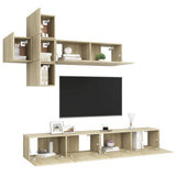 Set di Mobili Porta TV 7 pz Rovere Sonoma in Legno truciolato