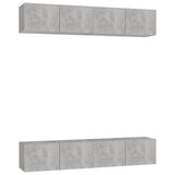 Mobili TV 4 pz Grigio Cemento 80x30x30 cm in Legno truciolato