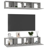 Mobili TV 4 pz Grigio Cemento 80x30x30 cm in Legno truciolato