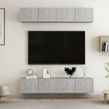 Mobili TV 4 pz Grigio Cemento 80x30x30 cm in Legno truciolato