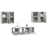 Set di Mobili Porta TV 6 pz Grigio Cemento in Legno truciolato
