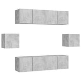 Set di Mobili Porta TV 6 pz Grigio Cemento in Legno truciolato