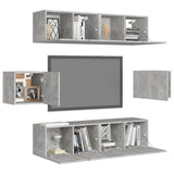Set di Mobili Porta TV 6 pz Grigio Cemento in Legno truciolato