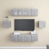 Set di Mobili Porta TV 6 pz Grigio Cemento in Legno truciolato