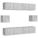 Set di Mobili Porta TV 6 pz Grigio Cemento in Legno truciolato