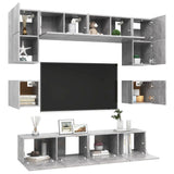 Set di Mobili Porta TV 8 pz Grigio Cemento in Legno truciolato