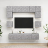 Set di Mobili Porta TV 8 pz Grigio Cemento in Legno truciolato