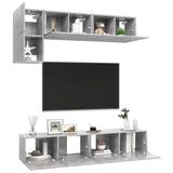 Set di Mobili Porta TV 5 pz Grigio Cemento in Legno truciolato