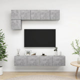 Set di Mobili Porta TV 5 pz Grigio Cemento in Legno truciolato