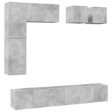 Set di Mobili Porta TV 8 pz Grigio Cemento in Legno truciolato