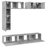 Set di Mobili Porta TV 8 pz Grigio Cemento in Legno truciolato