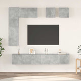 Set di Mobili Porta TV 8 pz Grigio Cemento in Legno truciolato