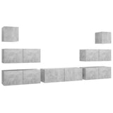 Set di Mobili Porta TV 7 pz Grigio Cemento in Legno truciolato