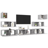 Set di Mobili Porta TV 7 pz Grigio Cemento in Legno truciolato