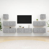 Set di Mobili Porta TV 7 pz Grigio Cemento in Legno truciolato