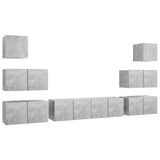 Set di Mobili Porta TV 8 pz Grigio Cemento in Legno truciolato