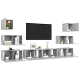 Set di Mobili Porta TV 8 pz Grigio Cemento in Legno truciolato