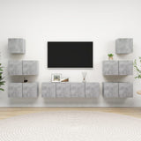 Set di Mobili Porta TV 8 pz Grigio Cemento in Legno truciolato