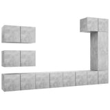 Set di Mobili Porta TV 8 pz Grigio Cemento in Legno truciolato